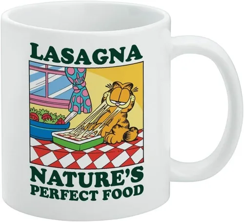 GRAPHICS & MORE Garfield Lasagna The Perfect Food Taza de café de cerámica, tazas de regalo novedosas para café, té y bebidas calientes, 11 onzas,