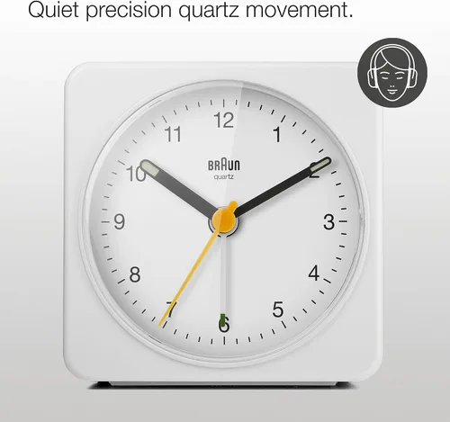 Miniatura 6 de Braun Reloj despertador analógico clásico con repetición y luz, movimiento de barrido de cuarzo silencioso, alarma de pitido Crescendo en blanco