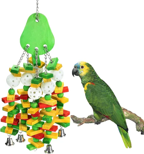 Miniatura 12 de MEWTOGO Juguetes grandes para loros de aves para cacatúas, guacamayos grises africanos y loros amazónicos, regalo para pájaros Rojo