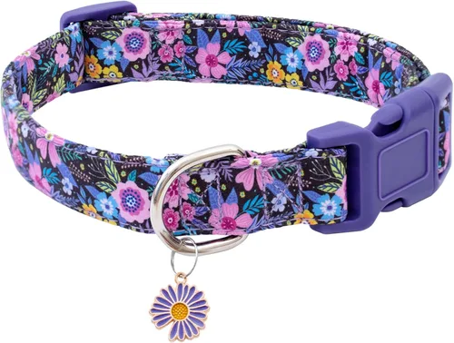 Miniatura 21 de Faygarsle Collar de Algodón para Perro Lindos Collares para Perros Pequeños Medianos Grandes Opciones de Colores Florales Púrpura Amarillo Collares