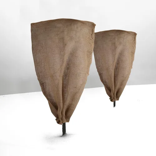 Miniatura 5 de Svepndic 2 bolsas reutilizables de arpillera cálida para plantas de invierno de 47 x 40 pulgadas con cordón de arpillera para plantas, protección