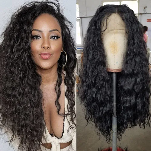 Miniatura 3 de QD-Tizer - Peluca larga de encaje rizado con ondas de moda para mujer