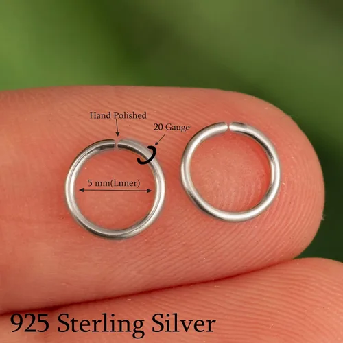 Miniatura 82 de Aretes de aro de oro de plata – Aretes de aro para mujer, dos piezas de aros de plata fina rellenos de oro, aro de hélice, anillo de tragus, aro