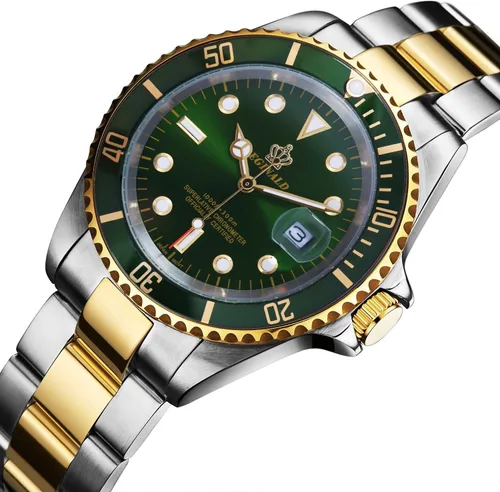 Miniatura 2 de Reloj para hombre, con bisel giratorio, impermeable, de acero inoxidable, deportivo, de cuarzo, a la moda, reloj de negocios, Plateado negro