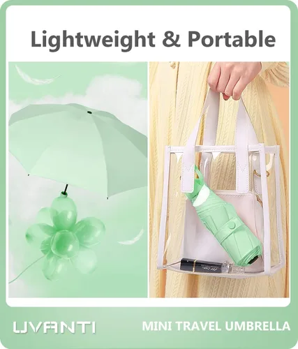Miniatura 3 de UVANTI Paraguas pequeño pequeño con estuche, paraguas ligero plegable compacto de viaje, ligero paraguas portátil para mochila bolso - bolsillo