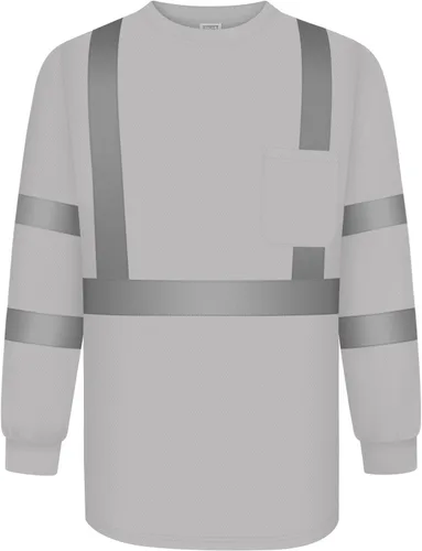 Miniatura 6 de TCCFCCT Camisetas de manga larga de alta visibilidad para hombres y mujeres - Clase 3 Hi Vis, camisas de trabajo de seguridad reflectantes con fondo