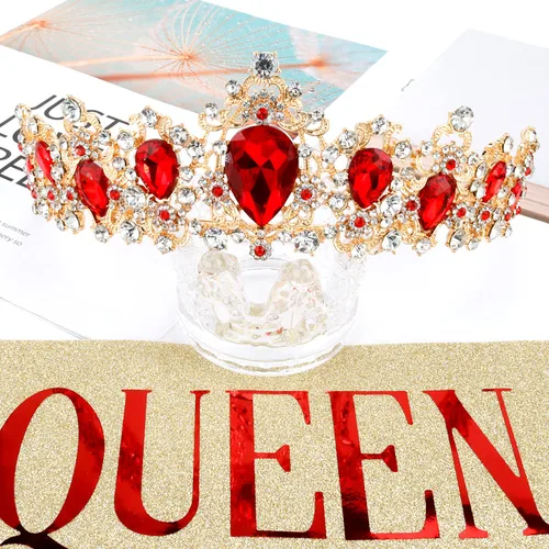 Miniatura 2 de Didder Queen Sash & Crown - Tiara de cumpleaños para mujer, banda para mujer, Diamante falso