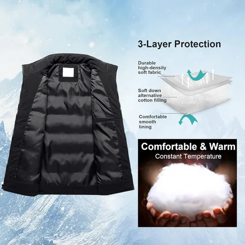 Miniatura 4 de Chrisuno Chalecos de invierno para mujer, ligeros, acolchados, chaleco utilitario