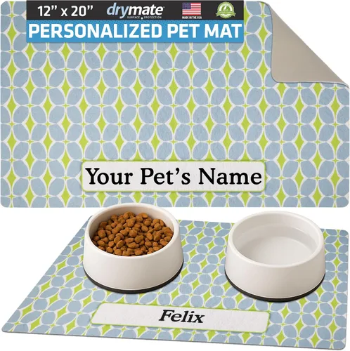 Miniatura 52 de Drymate Mantel individual personalizado para tazón de mascotas, tapete personalizado de alimentación de alimentos para perros y gatos, tela Lino