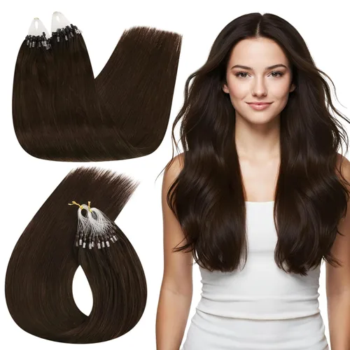Miniatura 63 de Ugeat - Extensiones de cabello humano con microanillo, 14 pulgadas, extensiones de cabello Remy con microcuentas de 1 gm/hebra, 50 gms, extensiones