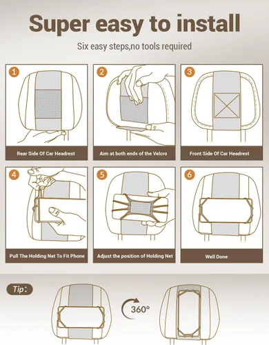 Miniatura 8 de Soporte de silicona para teléfono de automóvil, soporte ajustable para reposacabezas de teléfono compatible con iPhone 17, 16, 15, 14 Pro Max