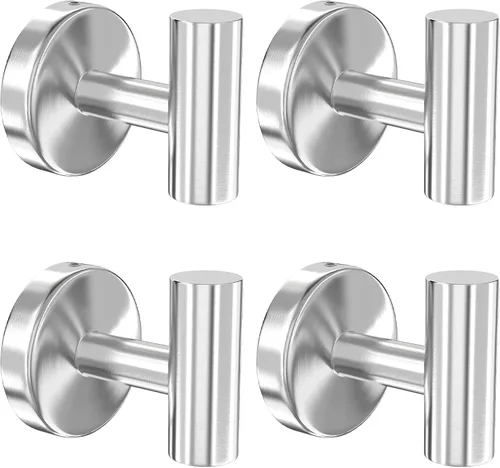 Miniatura 10 de Paquete de 4 ganchos adhesivos dorados para toallas, ganchos autoadhesivos de acero inoxidable para abrigo, gancho para colgar en la pared