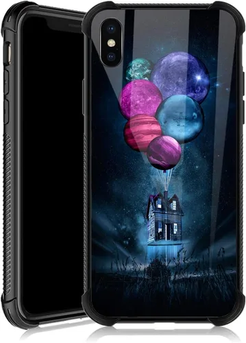 Miniatura 9 de Funda para iPhone Xs Max, diseños de girasol, estrella, cielo, cubierta trasera de cristal templado antiarañazos, esquinas reforzadas, carcasa