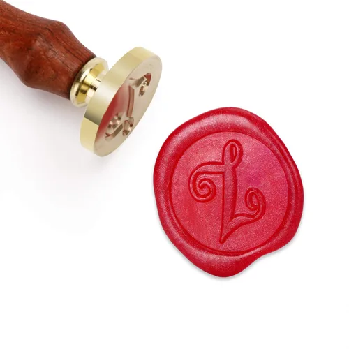 Miniatura 12 de Sello de cera Mceal, sello de latón con mango de madera, sello grande de 30 mm, letra H caligráfica