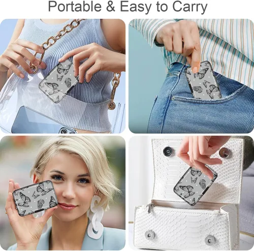 Miniatura 4 de Mini tarjetero para mujeres u hombres, tarjetero delgado con bloqueo RFID, estuche rígido para tarjeta de identificación, tarjetero de viaje, Negro