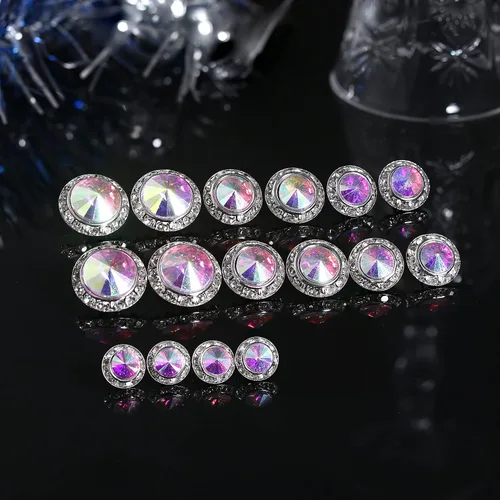 Miniatura 6 de BESTEEL 8 pares de aretes de competición de baile para mujer, aretes acrílicos con diamantes de imitación de cristal con halo para escenario, ópera