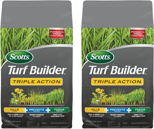 Miniatura 16 de Scotts Turf Builder Triple Action1, combinación de control de malezas, prevención de malezas y fertilizante, 25-0-2, 5,000 pies cuadrados, 14.10