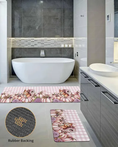 Miniatura 5 de Tapete de baño de calabaza rosa para bañera, antideslizante, de secado rápido y absorbente, de tierra de diatomeas, para ducha, fregadero de cocina
