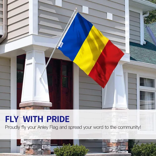 Miniatura 2 de Anley Fly Breeze - Bandera de Rumania de 3 x 5 pies, colores vivos y a prueba de decoloración, cabecera de lona y doble costura, banderas rumanas