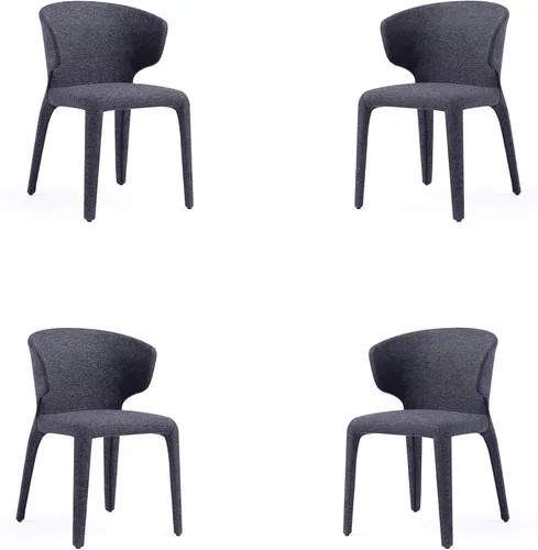 Miniatura 14 de Manhattan Comfort Conrad - Sillas de comedor modernas de mediados de siglo, muebles de cocina tapizados de tweed con respaldo contorneado, acolchado