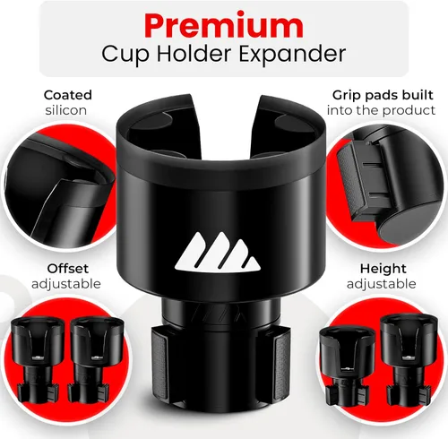 Miniatura 7 de [Mejorado] Integral Ultimate - Expansor de portavasos para automóvil, base ajustable, organizador y expansor para vehículos, compatible con tazas