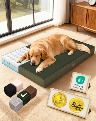 Miniatura 14 de OhGeni Cama ortopédica impermeable para perros pequeños, funda extraíble lavable a máquina en tela fácil de limpiar, espuma de alta densidad y asa
