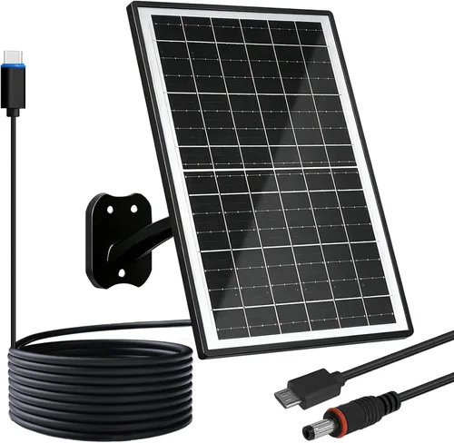Miniatura 10 de FUTUREZEN Panel solar de 6 W para cámara de seguridad al aire libre, cargador solar USB/USB-C de 5 V compatible con cámaras de batería recargable