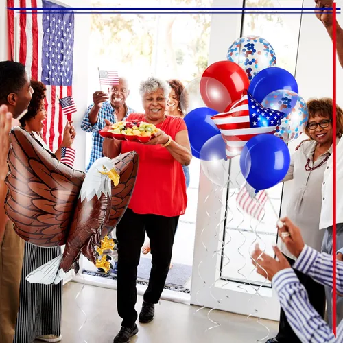Miniatura 5 de 24 globos patrióticos de águila con el número 250 aniversario, globos rojos, blancos y azules, decoraciones de fiesta del 4 de julio, globos grandes