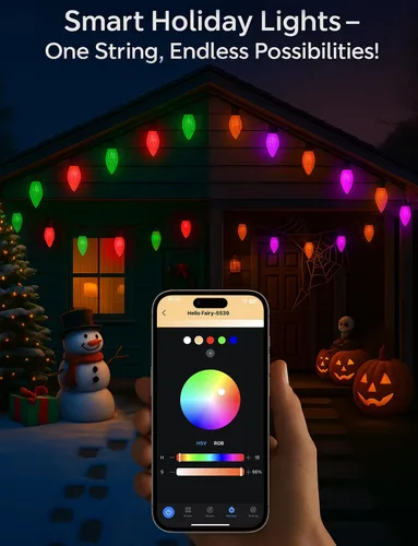 Miniatura 2 de Luces LED C9 de Navidad para exteriores, 100 pies, 150 LED, luces de cadena inteligentes RGB controladas por aplicación y control remoto