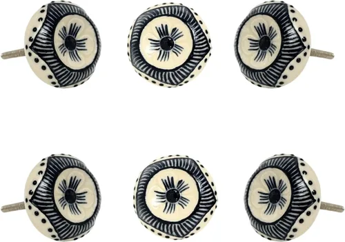 Miniatura 20 de Perilla Home Juego de 6 pomos de cerámica para armarios y cajones, pomos decorativos para el hogar, cocina, gabinete, armario, puerta de cristal