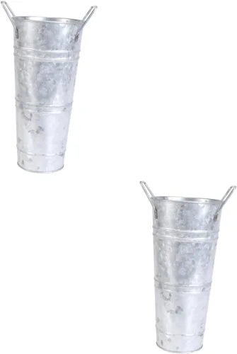 DECHOUS 2 unids hoja retro hierro estaño vintage florero arreglo floral cubo adorno para el hogar