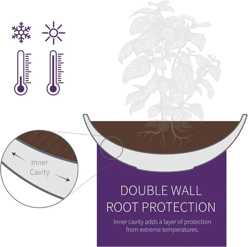 Miniatura 4 de Crescent Garden Orinoco Maceta Tazón – Maceta de Resina de Doble Pared para Suculentas, Flores Sin Orificio de Drenaje - 21" An x 8.25" Al