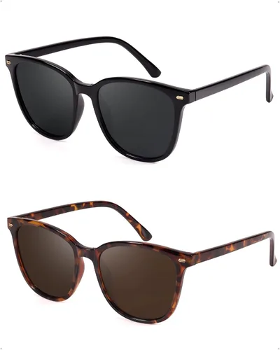 Miniatura 16 de FIMILU Paquete de 2 lentes de sol polarizados para mujer, lentes de protección UV400, montura grande, lentes de moda, elegantes