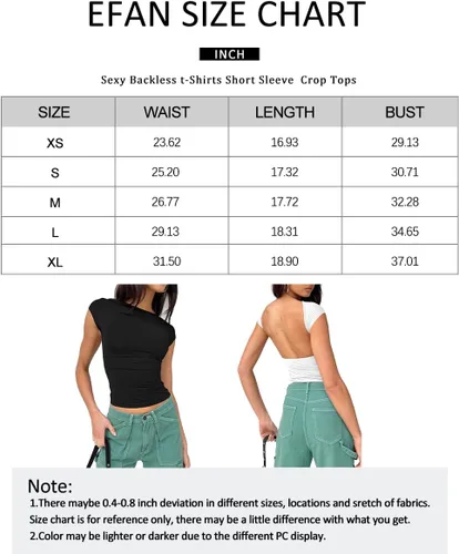 Miniatura 5 de EFAN Camisetas sin espalda para mujer, camisetas cortas de verano de manga corta, lindas prendas Y2K 2024