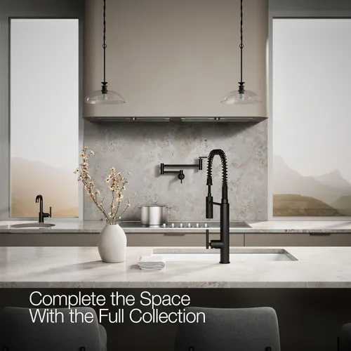 Miniatura 12 de KOHLER 24982-BL Purist - Grifo de cocina de preenjuague de estilo comercial con cabezal rociador de 3 funciones, grifo para fregadero de cocina