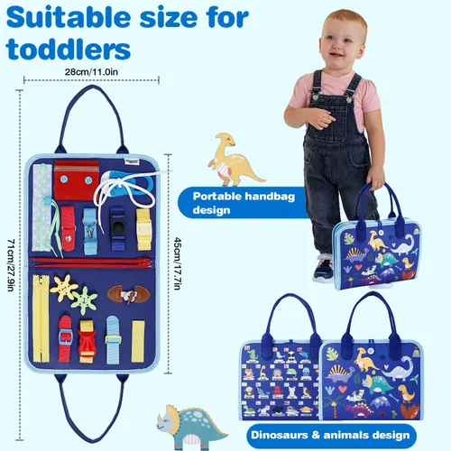 Miniatura 7 de JHkim Busy Board - Juguetes Montessori para niños y niñas de 1, 2, 3, 4 años Regalos, juguete sensorial para niños pequeños de 1 a 3 años, Azul
