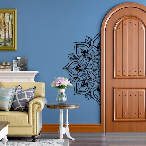 Miniatura 3 de Resama - Decoración de pared de metal grande Mandala, arte de pared único de flor de loto, adecuado para decoración de interiores y exteriores