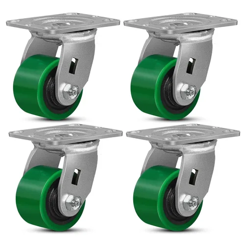 Miniatura 58 de Ruedas giratorias, ruedas industriales de 4 pulgadas resistentes, poliuretano en rueda de acero, ruedas giratorias de placa superior