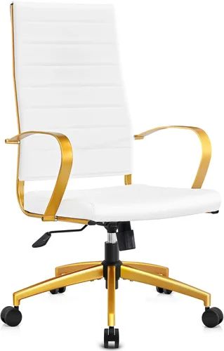 Miniatura 8 de Silla de oficina ergonómica, silla de escritorio giratoria ajustable con reposabrazos en cuero vegano, silla de respaldo alto para soporte lumbar