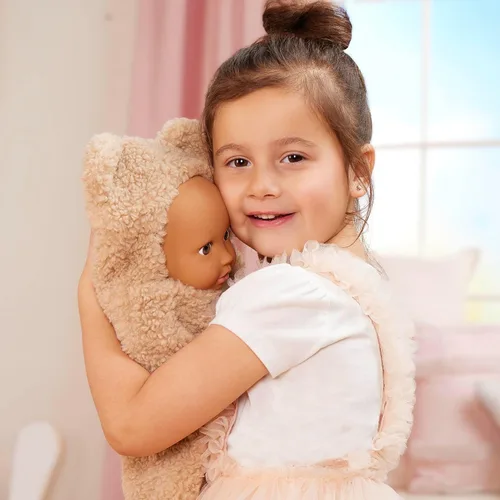 Miniatura 3 de LullaBaby – Muñeca de bebé realista de 14 pulgadas – Tono de piel oliva y ojos marrones – Oso de ultra-suave – Abrazador temático – Juego