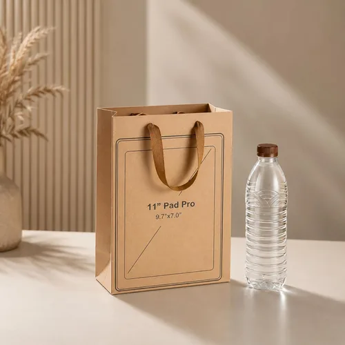 Miniatura 9 de 10 bolsas de regalo con papel de seda de 8 x 4 x 11 pulgadas. Kraft 8