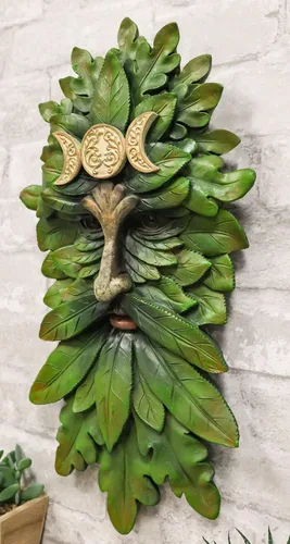 Miniatura 7 de Ebros Gift Wicca Nature Spirit God Horned Celta Greenman Tree Ent Triple Luna Colgante Decoración de Pared Placa de 16.5 pulgadas de alto Árbol