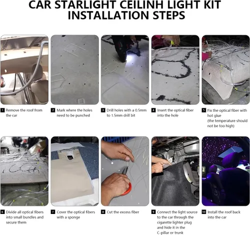 Miniatura 9 de Car Home Starlight Headliner Star - Kit de luces de techo parpadeantes y activadas por sonido, 200 unidades, 0.03 pulgadas x 9.8 pies, RGBW 16 W