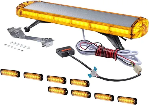 CORP Set ámbar de 30 pulgadas 56 LED techo superior y 8 x 6 LED ultra delgado emergencia advertencia peligro advertencia barra de luz estroboscópica
