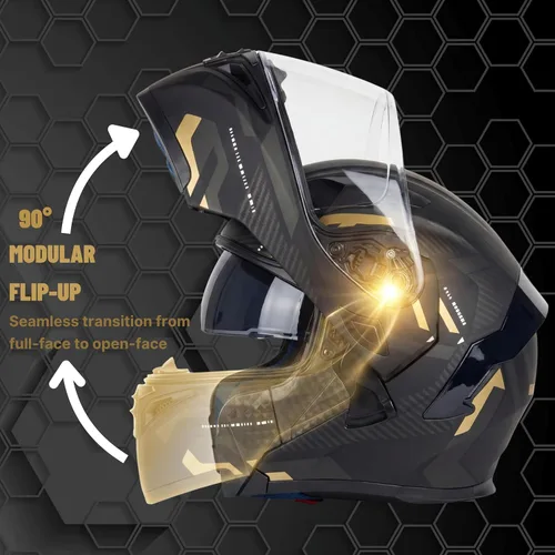 Miniatura 5 de Casco modular para motocicleta FIOEMI Negro Mediano Grande XL Visor extra tintado + Máscara de esquí Casco de cara completa con visera