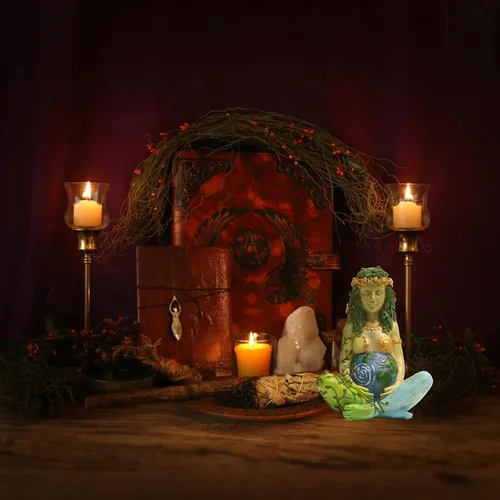 Miniatura 6 de Estatua de la Madre Tierra, 7 "Fertilidad Gaia Diosa Estatua, Naturaleza Embarazada Wiccan Altar Suministros, Moon Yoga Alter Table Witchcraft