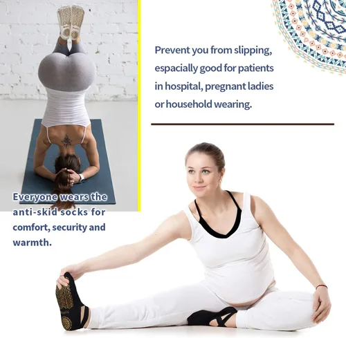 Miniatura 9 de Ozaiic - Calcetines de yoga para mujer con correas y agarres antideslizantes, ideales para pilates, Pure Barre, ballet, danza y entrenamiento