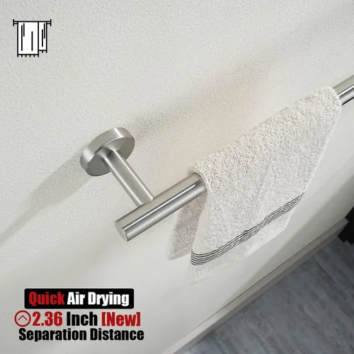 Miniatura 7 de JQK Barra de Toalla de Baño, 33 Pulgadas de Acero Inoxidable 304 Grueso de 0.8mm Soporte de Toalla Individual para Baño, Soporte de Toalla