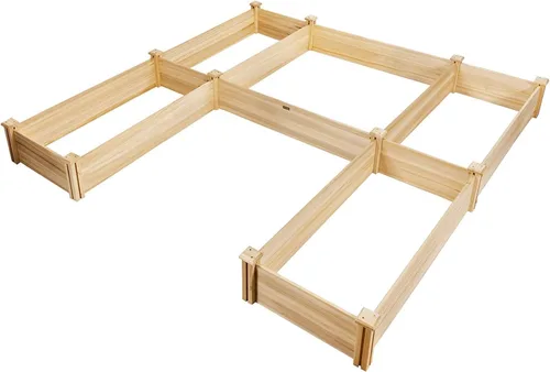Miniatura 9 de GRAFFY - Camas de jardín elevadas de madera en forma de U al aire libre, caja de maceta elevada de madera, contenedor de jardín para flores