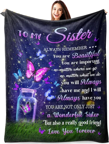 Regalos de cumpleaños para hermanas: manta acogedora de 50 x 60 pulgadas, regalo perfecto para hermanas, el mejor regalo para mujeres, sorpresa